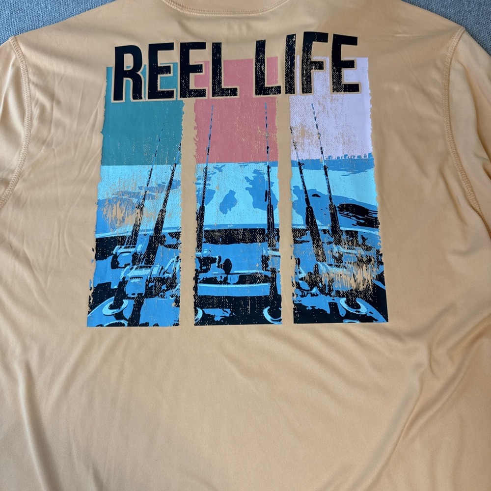 Reel Life Gear Men's Orange Long Sleeve Fishing Shirt XL Outdoors Sun Protection
